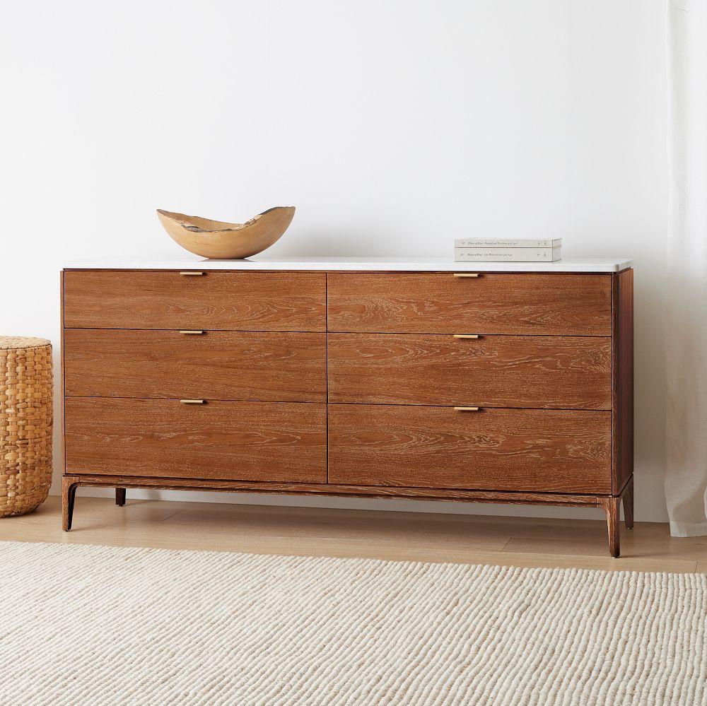 Parker 6 Drawer Chest Modern Walnut Marble Design West Elm UK
